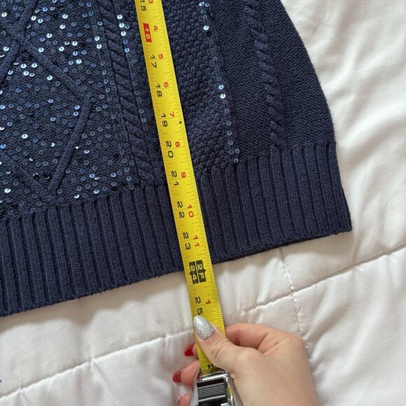 Womens Blue Sequined Long Sleeve Sweater Winter Holiday Christmas Y2K Retro - Picture 4 of 7